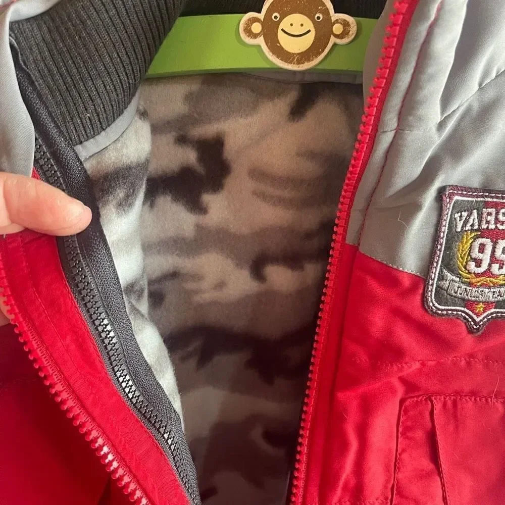 WonderKids layered coat vest zip in NEW 3T NWT grey camo fleece